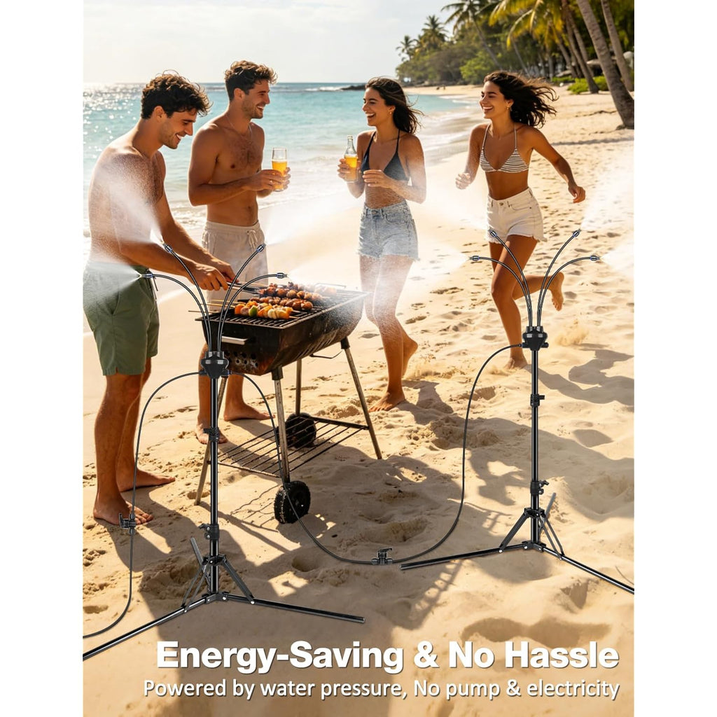 Standing Misters For Outside Patio, Adjustable Height 5.25Ft Misting System For Cooling Outdoor, Portable Water Mister With 26.5Ft Misting Line For Garden, Backyard,Bbq Party Pool Water Playing