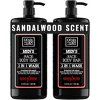 Dead Sea Collection Sandalwood Men’S Body Wash – 3 In 1 Body Wash For Men For Hair, Face & Body – Moisturizing Shower Gel With Dead Sea Minerals – Pack Of 2 (33.8 Fl Oz Each)