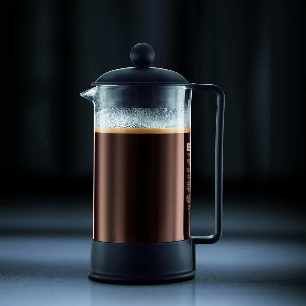 Bodum 34Oz Brazil French Press Coffee Maker, High-Heat Borosilicate Glass, Black - Made In Portugal
