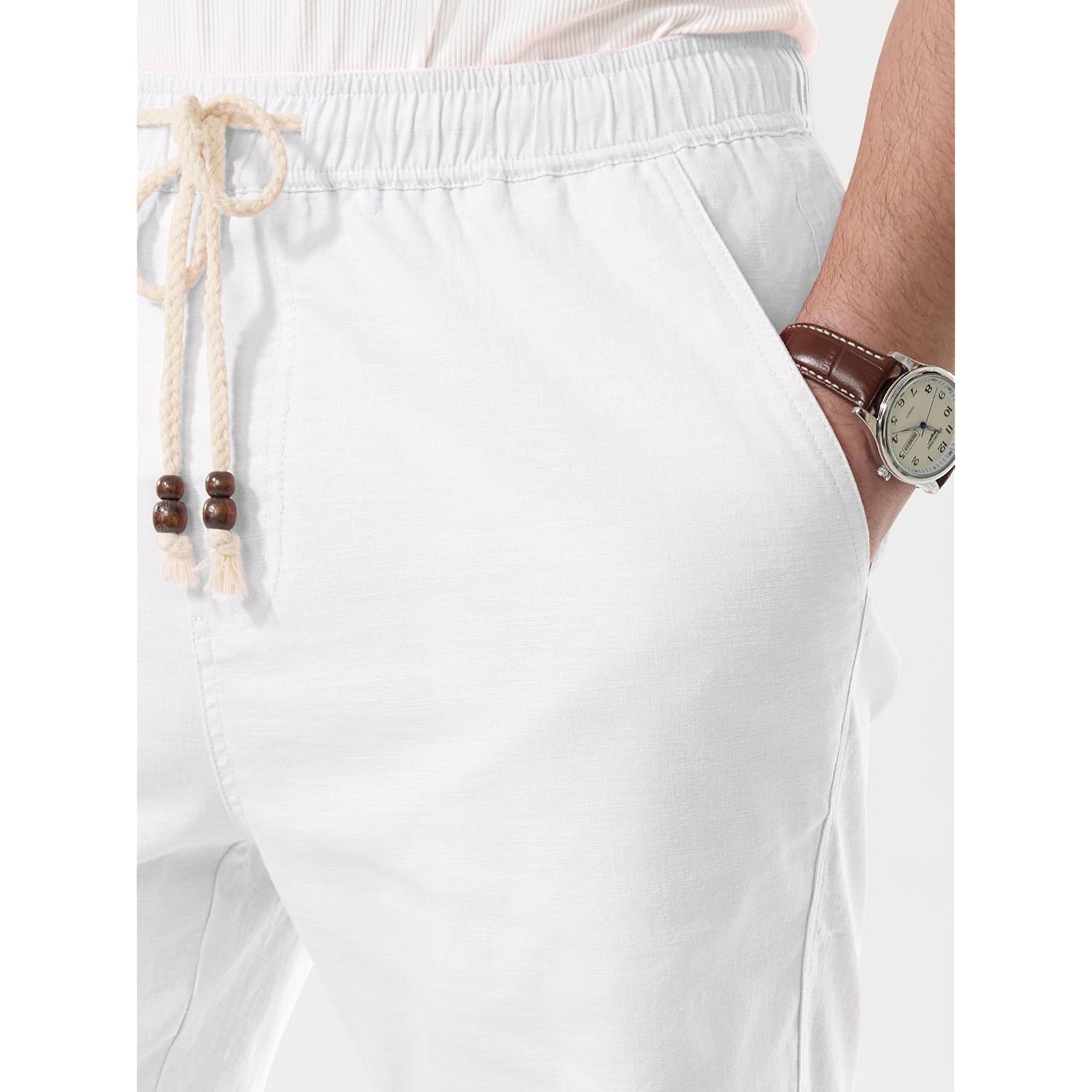 Comdecevis Men'S Linen Shorts With Comfort Stretch Casual Easy Shorts 7" Lightweight For Summer Beach