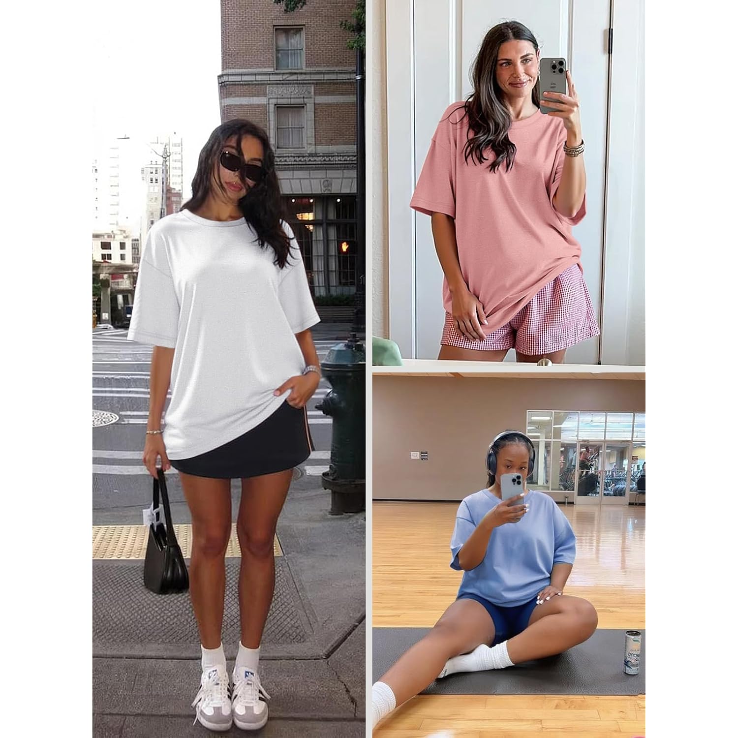 ATHMILE Womens Oversized T Shirts Casual Tee Workout Tops Gym Clothes Summer Loose Fit Short Sleeve Graphics Basic Y2K 2026 White-p