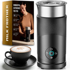 Large Capacity Milk Frother: 4-In-1 Electric Milk Steamer 350Ml, 7700Rpm High Speed, 120S Fast Frothing, Hot & Cold Foam Maker, Helpful Stainless Steel For Latte - Grayish Black