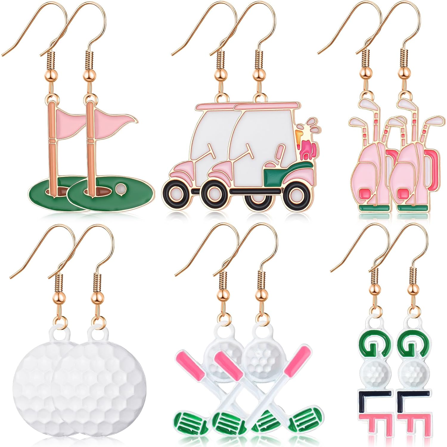 Nosiny 6 Pairs Earrings for Women Jewelry Derby Baseball Softball Soccer Golf Teacher Sports Game Earrings Tooth Gifts