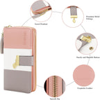 Pomelo Best Womens Wallet RFID Blocking Wallet for Women Bifold Large Capacity Card Holder Ladies Long Purse with ID Window Zipper Coin Pocket