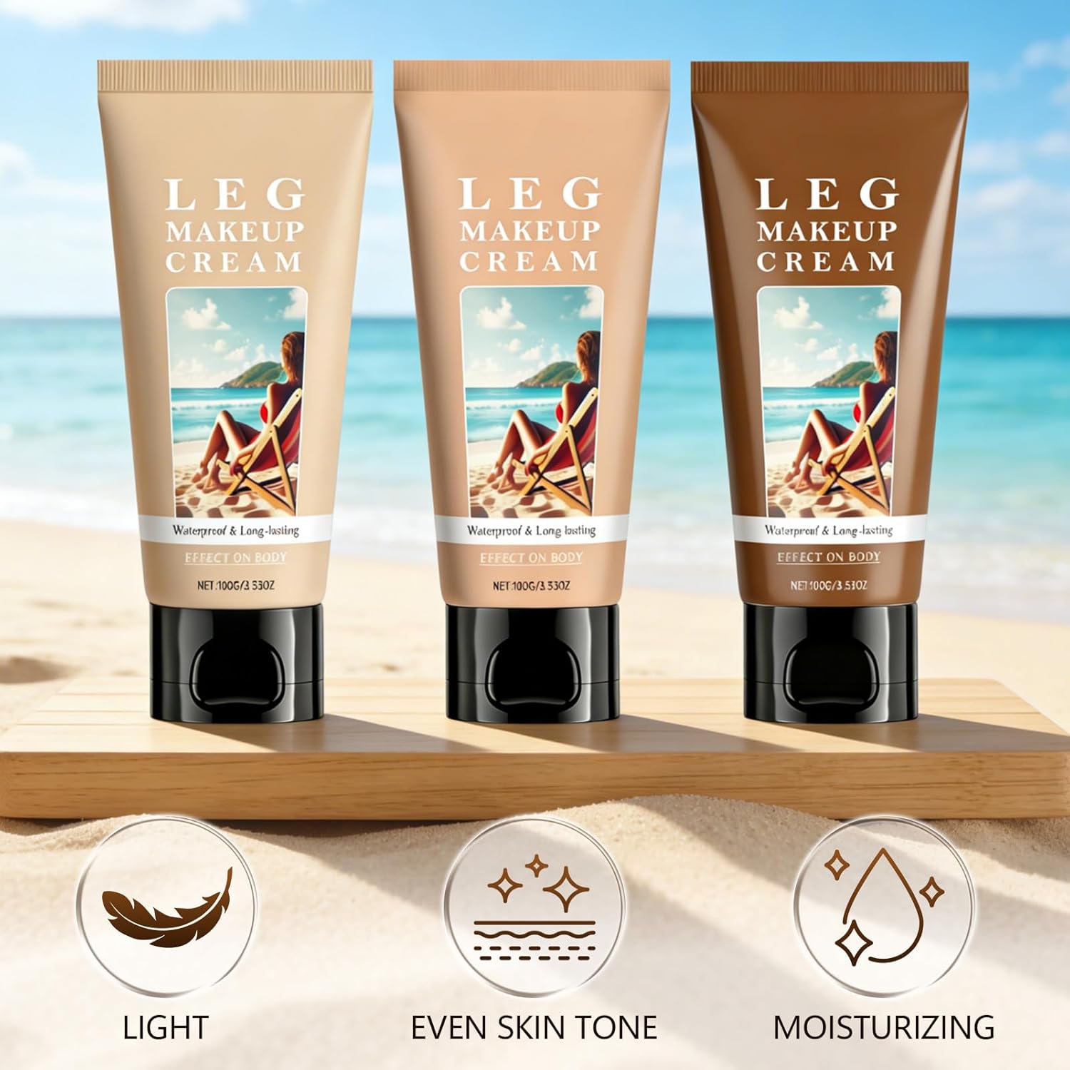 Leg Makeup Cream, Body Coverage Perfector, Waterproof Sweatproof Body Makeup with Brush, No Transfer Body Concealer, Long Lasting Body Foundation for All Skin Tones (Dark Skin Tone)