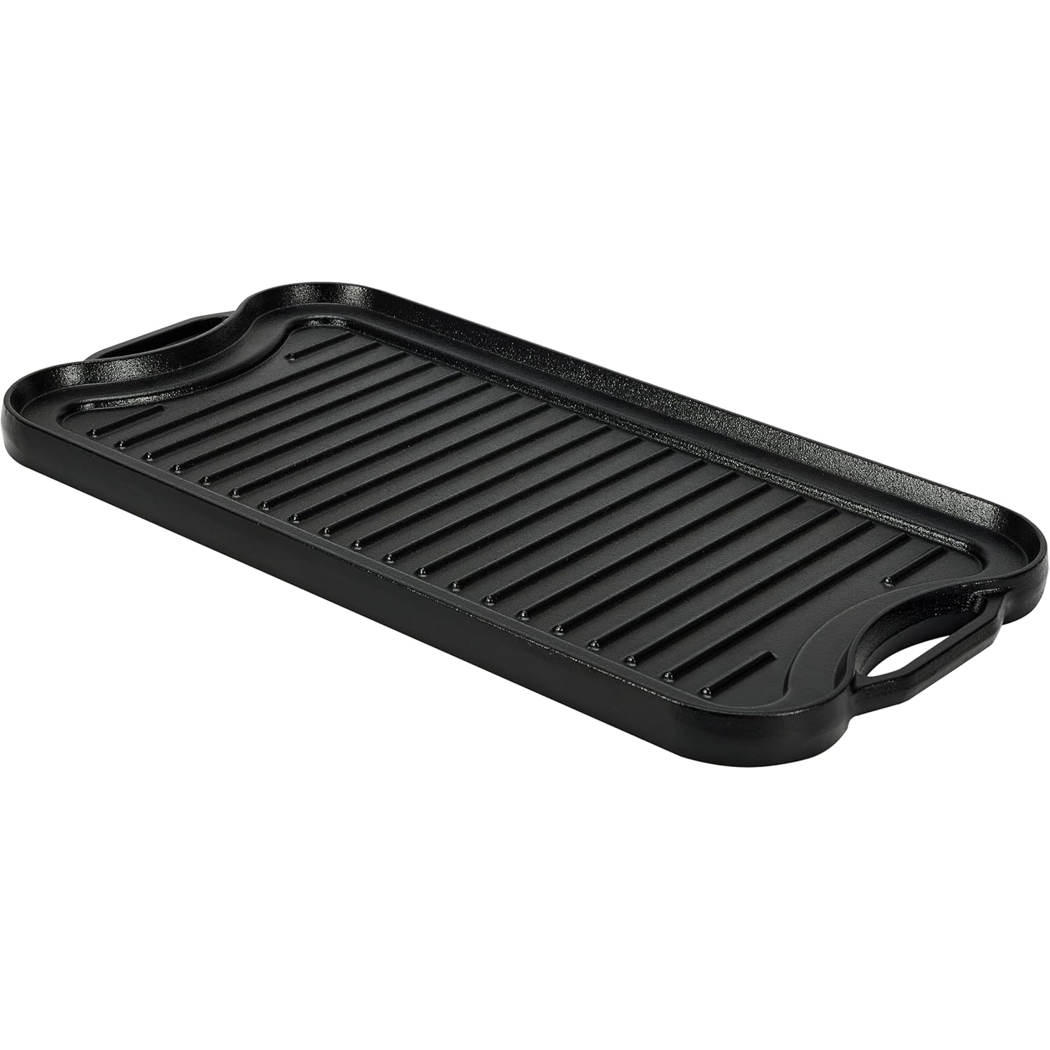 Amazon Basics Pre-Seasoned Cast Iron Reversible Rectangular Grill/Griddle with Even Heat Distribution, Black, 20 x 10.63 x 0.98 inch