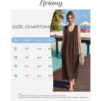 Livtany Women'S Scoop Neck Ruched Maxi Dress Flowy Swing Wide Straps Long Dress Casual Sleeveless Sundress With Side Pockets