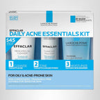 Effaclar Daily Acne Essentials Kit, Acne Treatment System, Salicylic Acid Acne Cleanser, Pore Refining Toner, & Matte Face Moisturizer For Oily Skin & Combination Skin, Oil-Free, 2 Month Supply