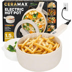 Ceramax Pro 1.5L Electric Hot Pot With Lid & Steamer | Adjustable Temp, Non Toxic Ceramic Cooker Skillet For Ramen, Eggs, Pasta For Dorms, Camping, Rv - New Improved 2026 Model