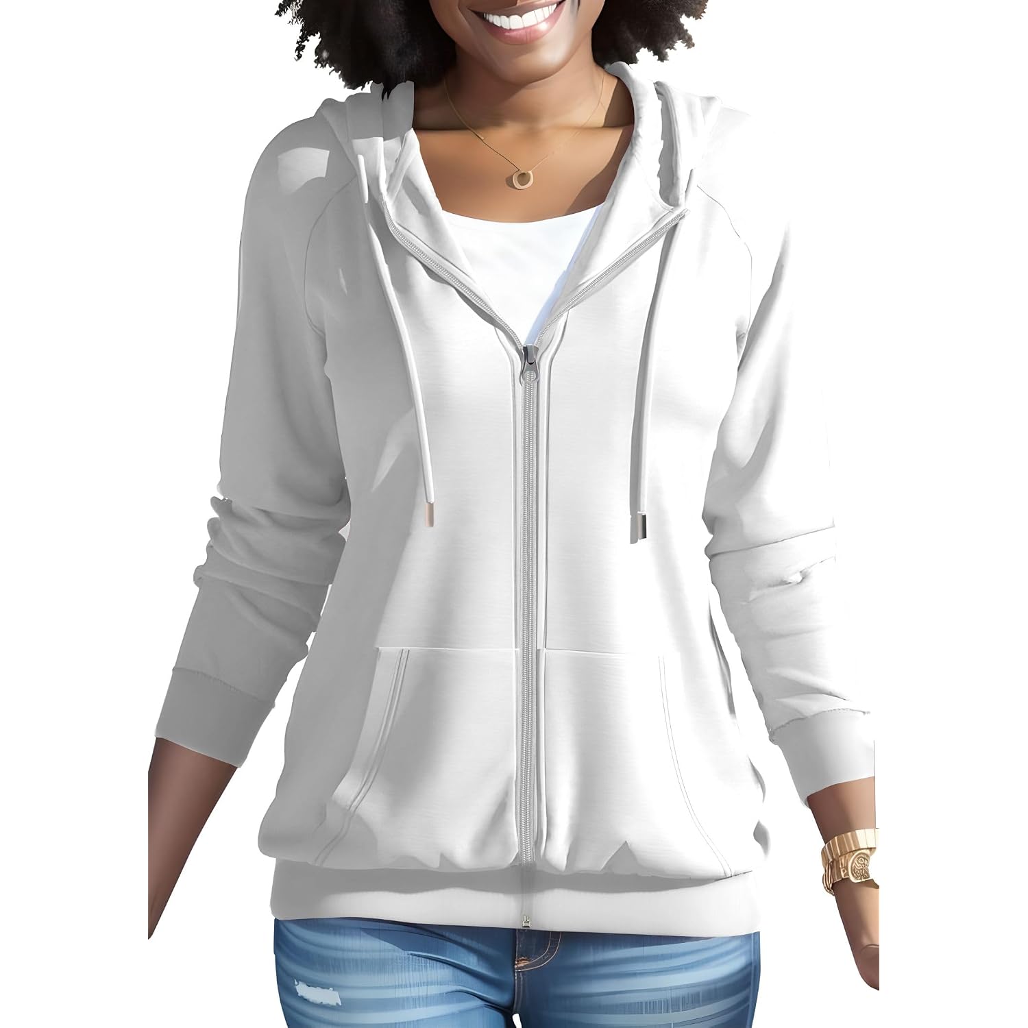 Nimsruc Zip Up Hoodies For Women Long Sleeve Casual