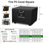 Fire Pit Cover Square Heavy Duty Fabric 100% Waterproof, Fits Outdoor For 29”,30 Inch,31 Inch,32 Inch Fire Pit/Table Cover,Gas Fire Pit Cover (32”L X 32”W X 24”H,Black)