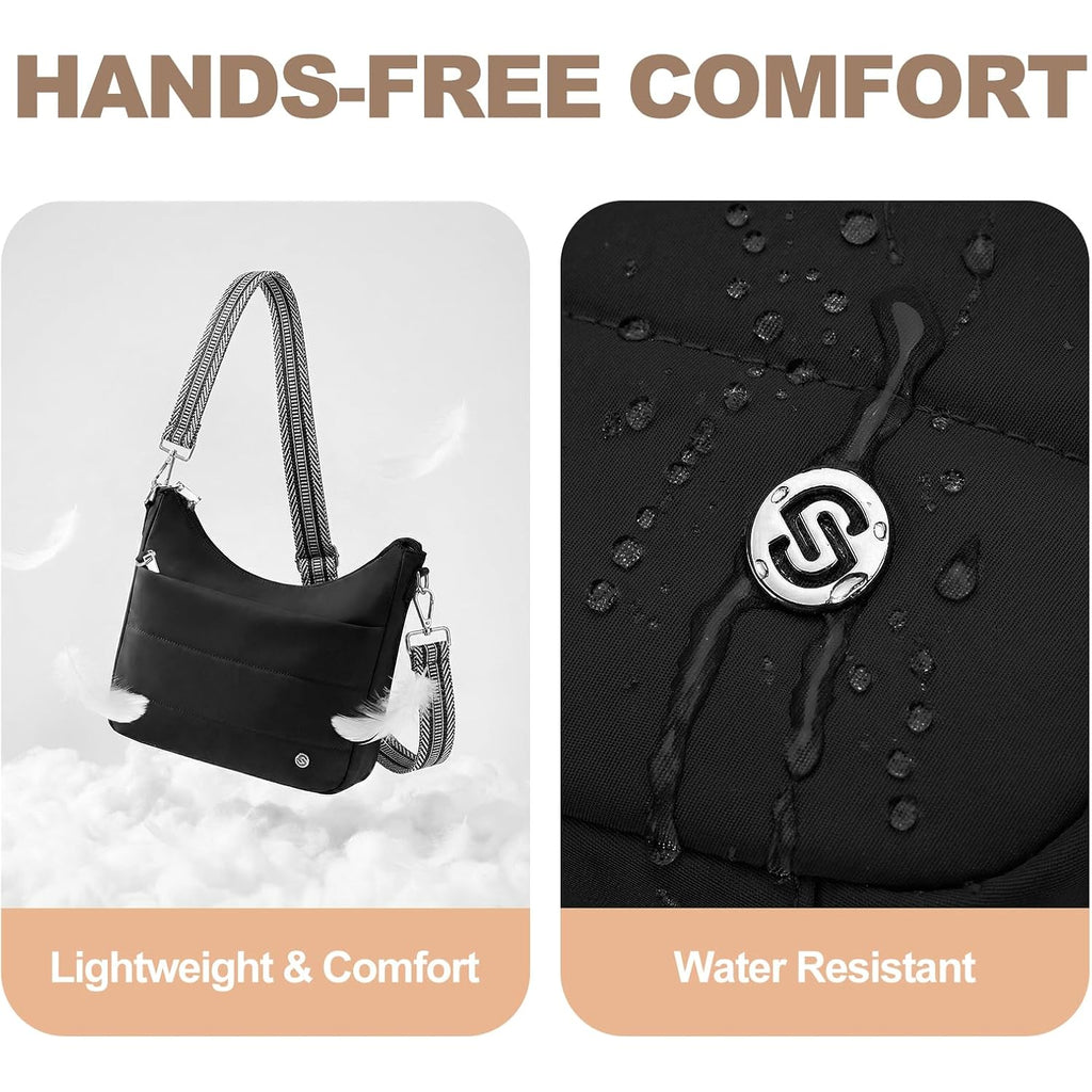 Anti Theft Crossbody Purse Hobo Crossbody Bags For Women, Quilted Puffer Bag Slouchy Built-In Wallet & Rfid Blocking