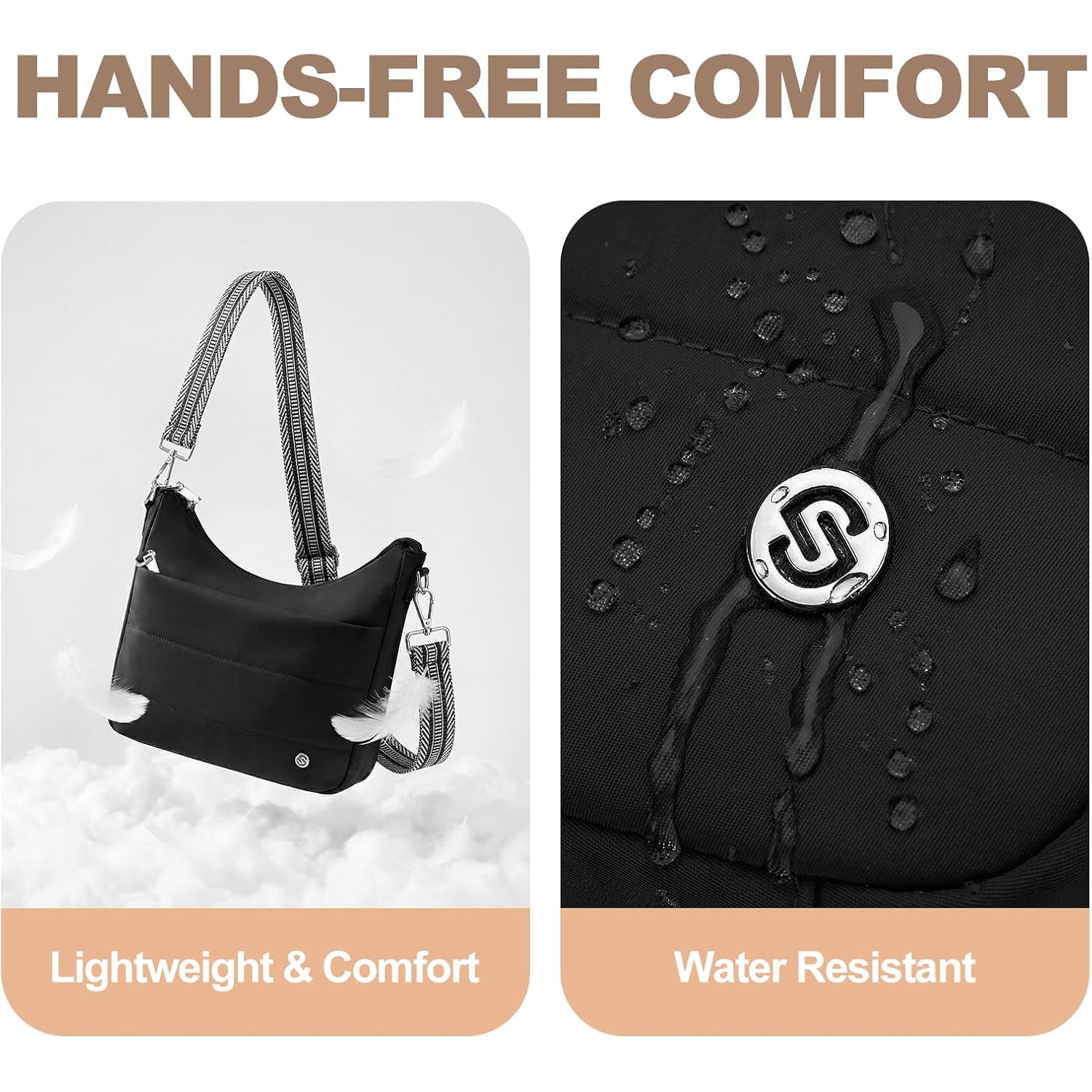 Anti Theft Crossbody Purse Hobo Crossbody Bags For Women, Quilted Puffer Bag Slouchy Built-In Wallet & Rfid Blocking