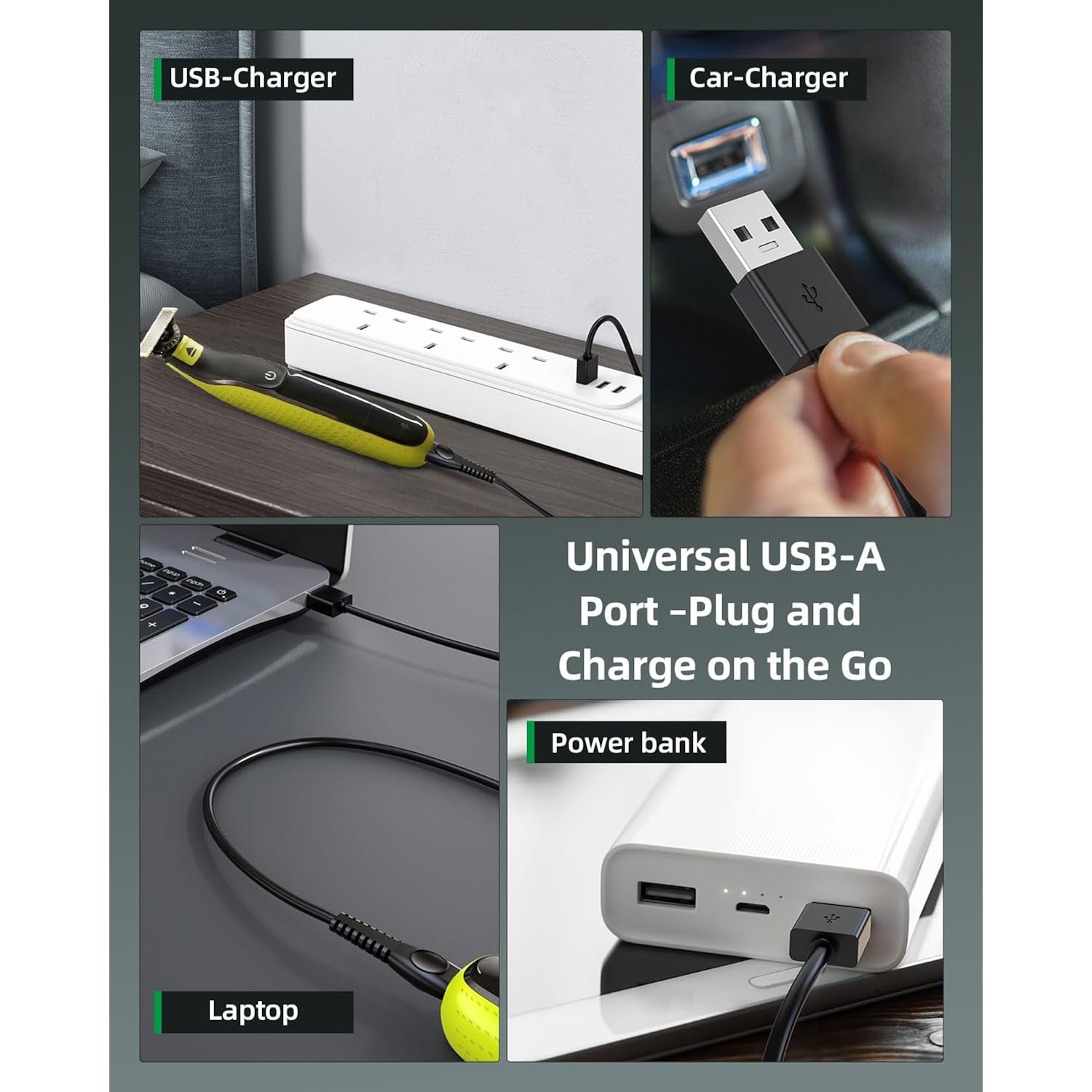 Superer 5Ft Charging Cable Fit for Philips Norelco One Blade 360 Newer Model QP2724 QP2834 QP1924 QP4631 QP6542 QP4530, MG7910 MG5910 MG9510 MG9525, X3001 S3341 X3052 S3242 Shaver Power Supply Cord