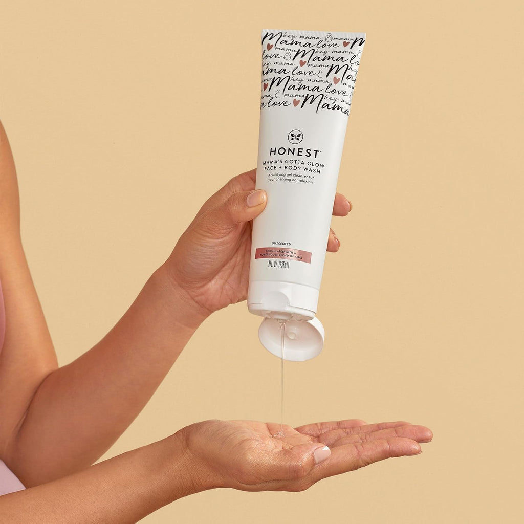 The Honest Company Mama'S Gotta Glow Face And Body Wash, Pregnancy Safe Clarifying Exfoliating Aha Cleanser, Packaging May Vary, 8 Fl Oz