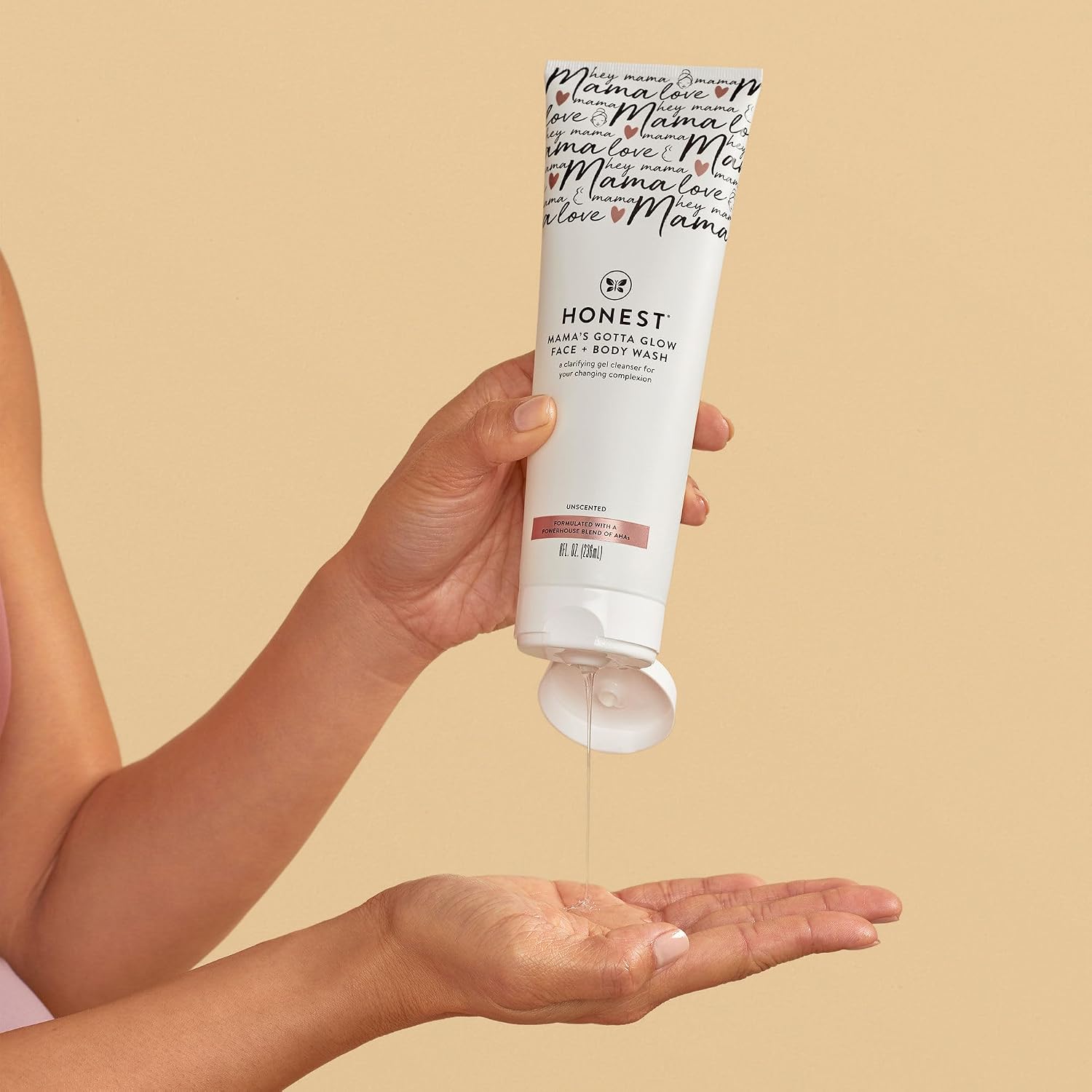 The Honest Company Mama'S Gotta Glow Face And Body Wash, Pregnancy Safe Clarifying Exfoliating Aha Cleanser, Packaging May Vary, 8 Fl Oz