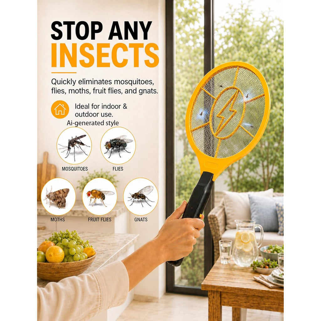 Electric Fly Swatter 2 Pack, Handheld Bug Zapper Racket | High Voltage Instant Kill For Mosquito & Insects, Battery Powered Mosquito Zapper For Home, Patio And Camping
