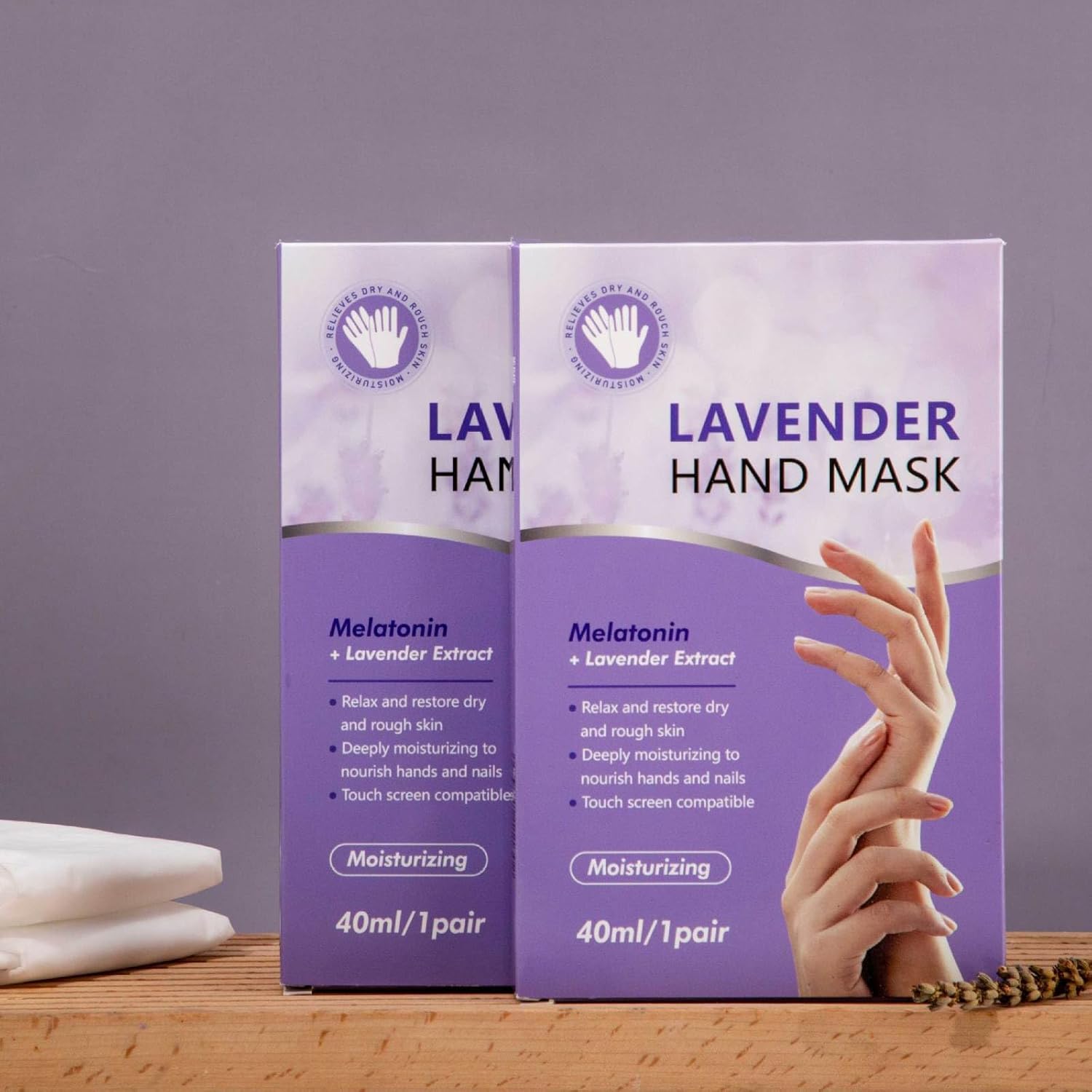 Joyeee Hand Masks for Dry Cracked Hands, 5 Pairs Lavender Intensive Repairing Hand Mask Gloves for Dry, Aging, Cracked Hands, Single-Use Gloves, Mothers Day Gifts for Women, Wife