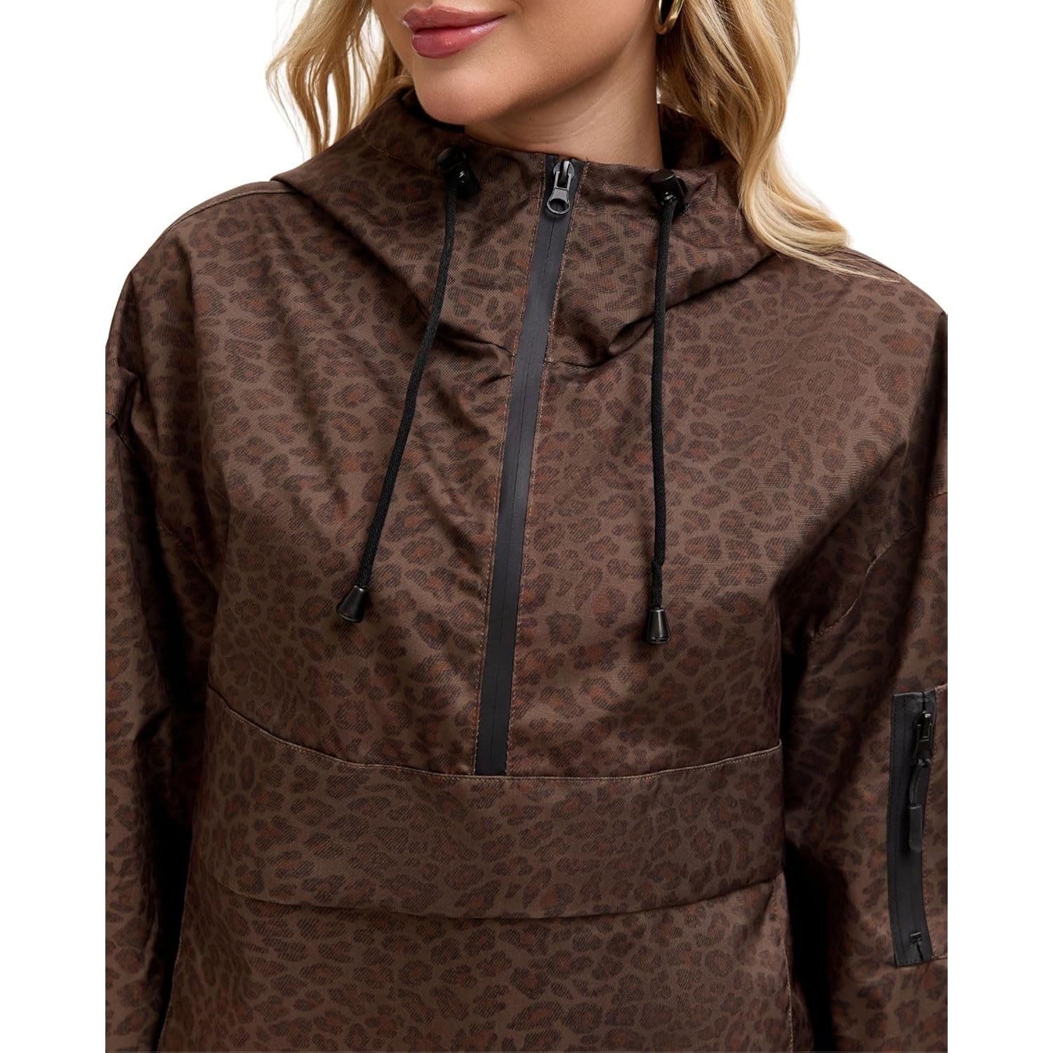 Puffit Rain Jacket Women, Women’S Lightweight Anorak Pullover Hoodie Jacket, Water-Resistant
