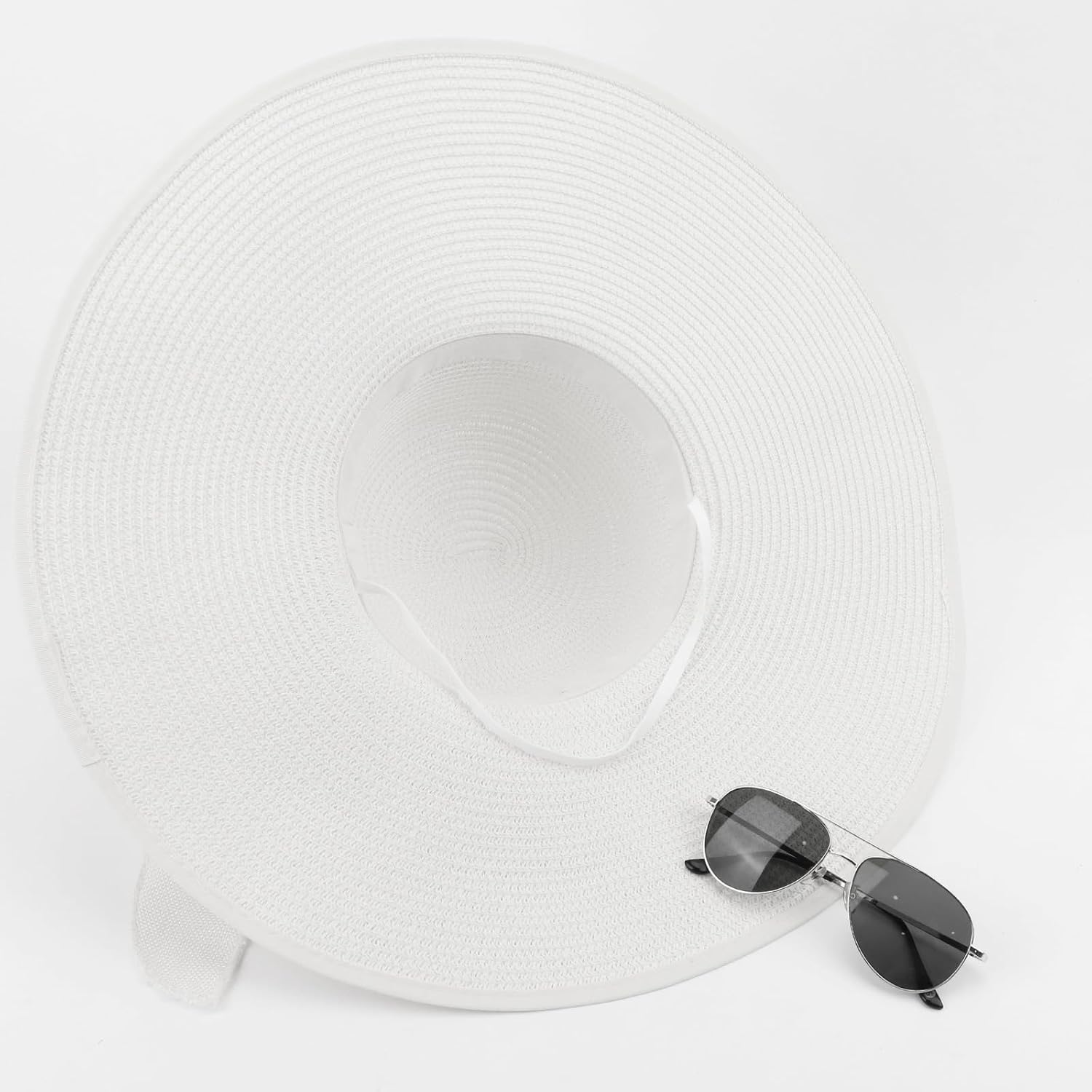 Sun Hats for Women Straw Wide Brim Summer Beach Hat with Big Bow Floppy Foldable Roll up Cap for Outdoor UPF 50+ Big Bow : White
