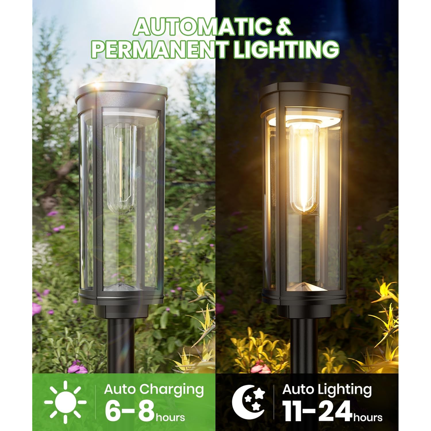 Bitpott Bright Solar Pathway Lights Outdoor, 8 Pack Solar Powered Garden Lights Waterproof Ip65, Auto On/Off Outdoor Light For Lawn Patio Walkway Driveway Decor Landscape Lighting