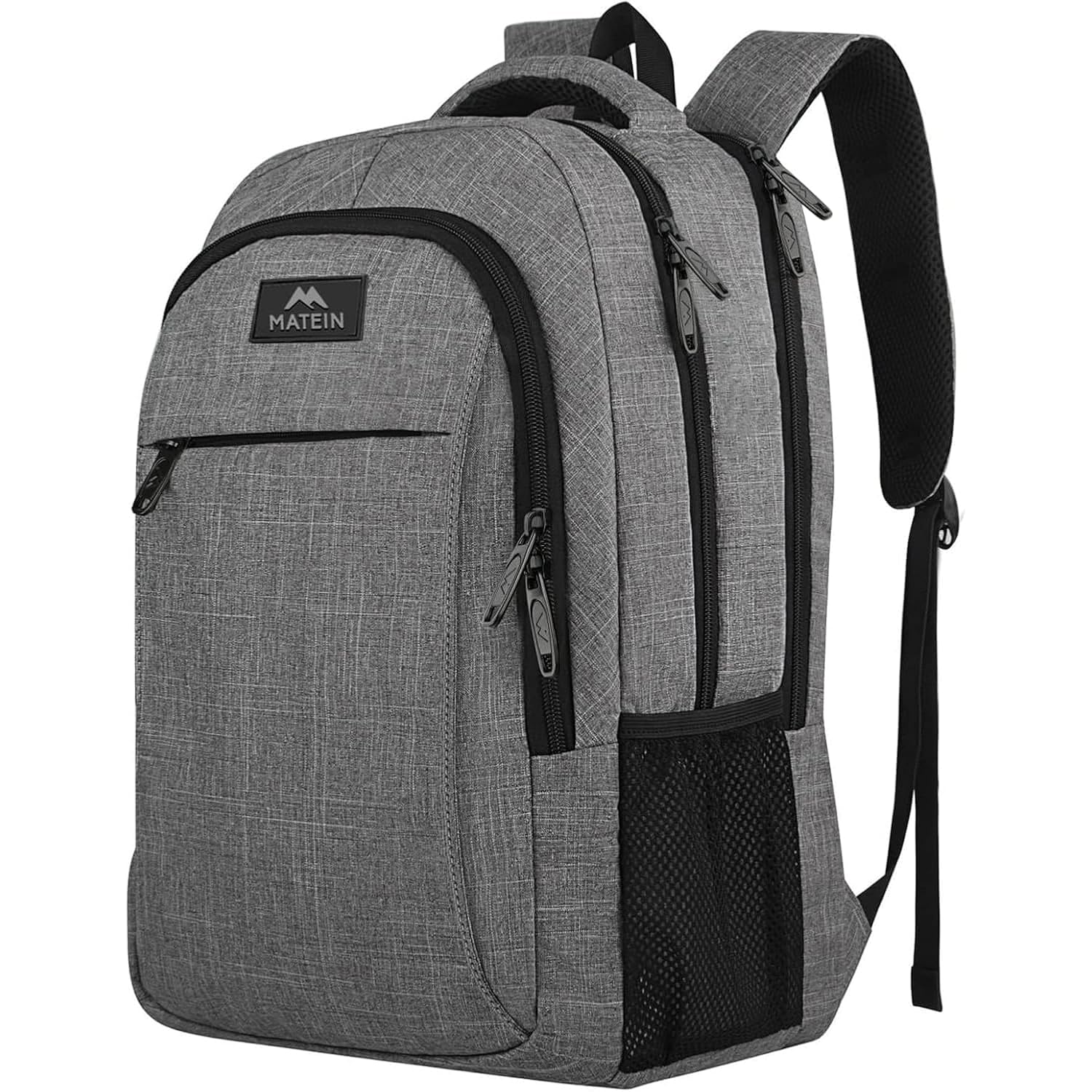 Matein Travel Laptop Backpack, 15.6 Inch College School Computer Bag, Grey | Slim Sturdy Business Daypack, Anti Theft Bookbag, Water Resistant, Gift For Men & Women, Personal Item Bag, Mochilas