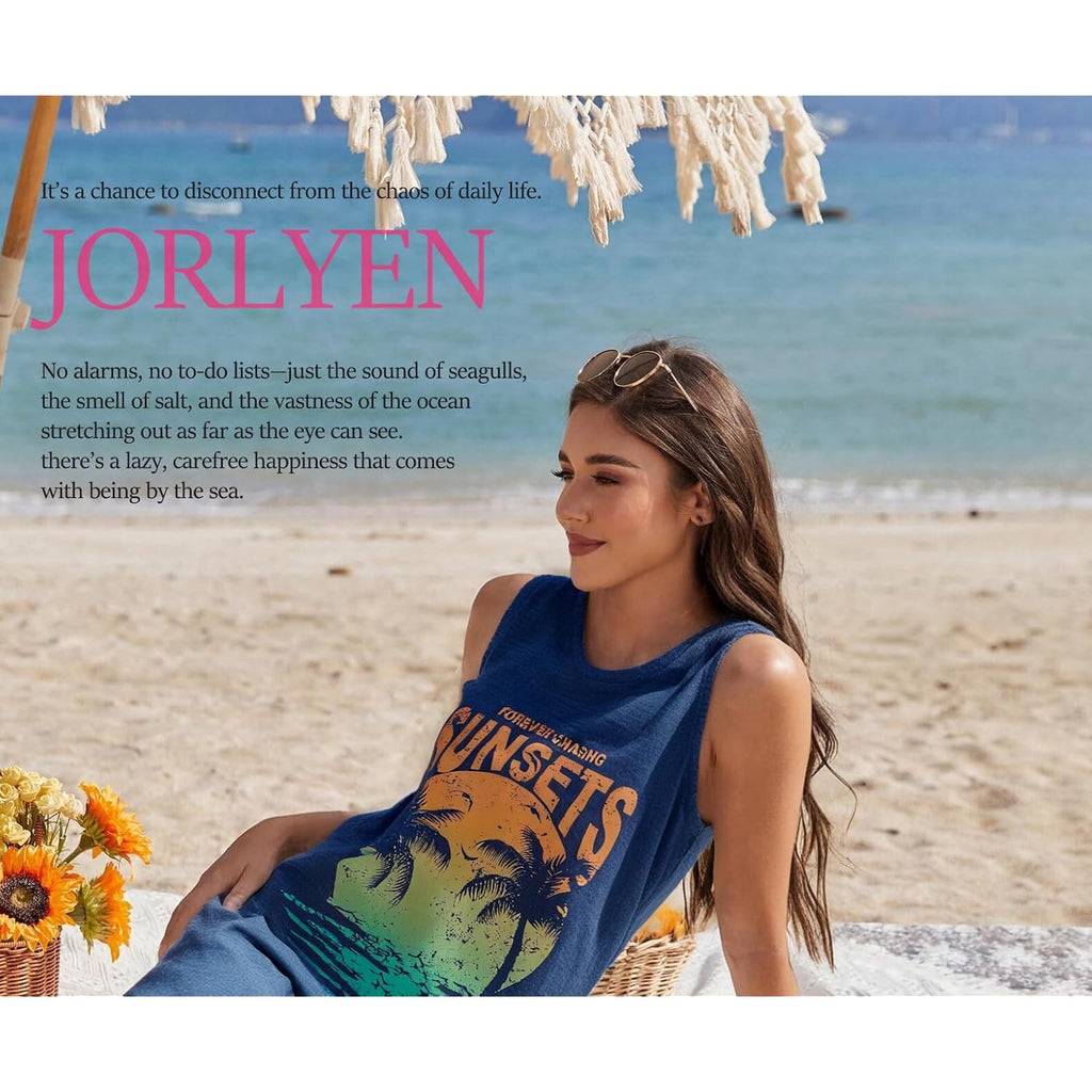 Summer Tank Dress For Women Casual Vacation Sundress Coconut Tree Graphic Beach Cover Up