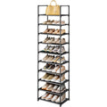 Kitsure Shoe Rack - 10-Tier Shoe Organizer With Detachable Fabric Shelves & Metal Frame, Tall Shoe Rack For Closet, Entryway, Living Room, 16.9" Wide - 10 Tier, Black