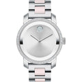 Movado Bold Iconic Women'S Watch - Swiss Quartz 2H Movement, Stainless Steel Ceramic Center Link Bracelet - 3 Atm Water Resistance - Sparkling Crystal Details For Her - 36Mm
