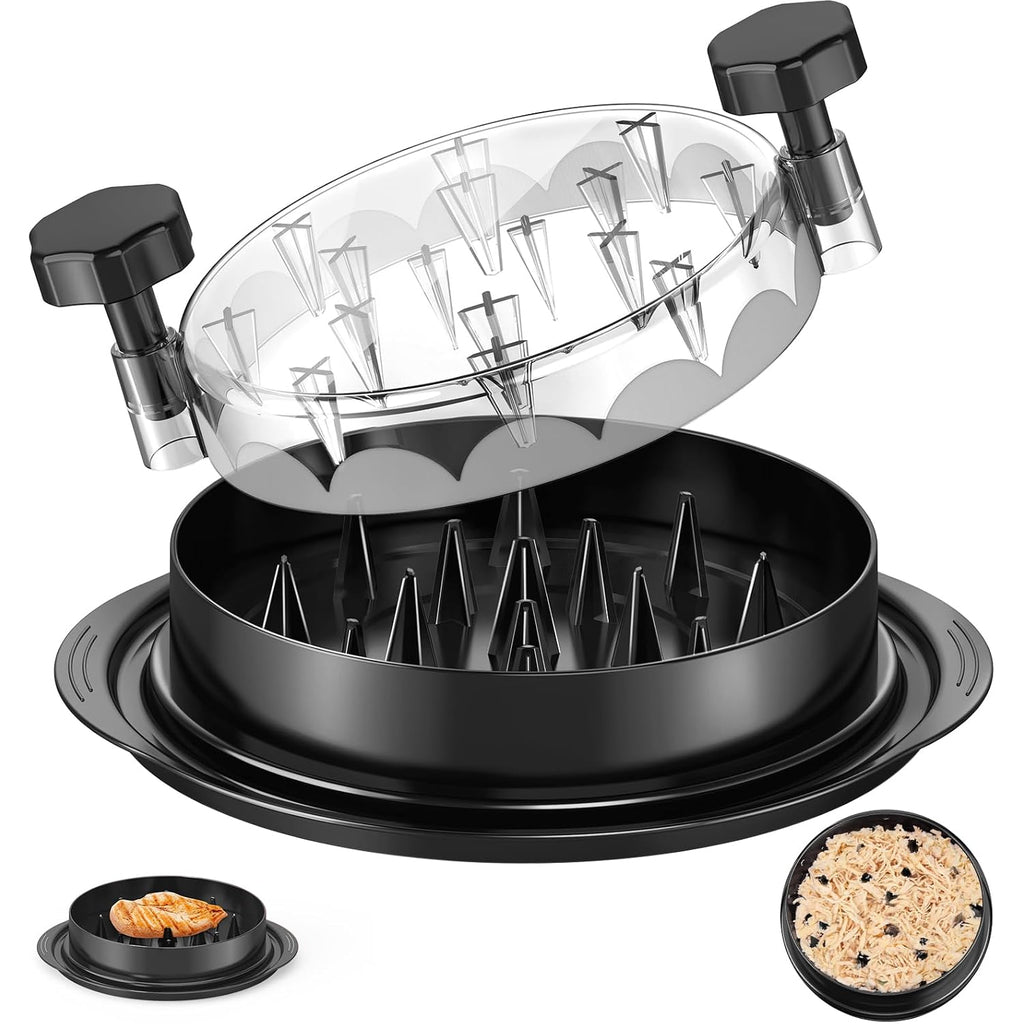 Soullife Chicken Shredder 8 Inches, Chicken Shredder Tool Twist For Pork Beef Chicken, Meat Shredder, Clear Lid, Ergonomic Handle, Strong Anti-Slip, Bpa Free, Easy To Clean, Dishwasher Safe (Black)