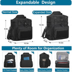 Tactical Lunch Box Cooler Bag - Expandable Insulated Lunch Bag For Men Daily - Large Lunchbox For Adults Work Shifts Outdoor Trips Black 16L