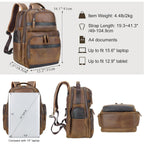 Tiding Men'S Leather Backpack 14"/ 15.6" Laptop Business Travel Daypack | Thick Sponge Padded Laptop & Tablet Sleeves, Water Bottle Holder, Luggage Strap, Anti-Theft Pocket, Large Capacity