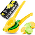 Zulay Metal 2-In-1 Lemon Squeezer Manual - Sturdy, Max Extraction Hand Juicer Lemon Squeezer Gets Every Last Drop - Easy To Clean & Use Citrus Juicer-Yellow/Green