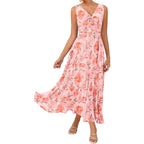 Grace Karin Women'S Summer Sleeveless Floral Maxi Dress V Neck Formal Wedding Guest Dress A Line Beach Vacation Clothes