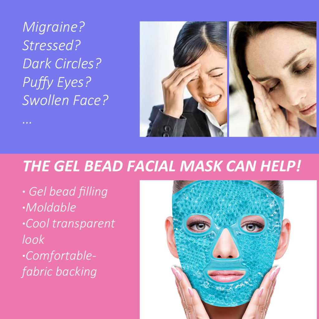 Cold Face Eye Mask Ice Pack Reduce Facial Puff, Dark Circles, Hot Cold Compress Pack, Face Spa Gift For Woman Sleeping, Pressure, Headaches, Skin Care, Post Laser Cosmetic Care, Reversible