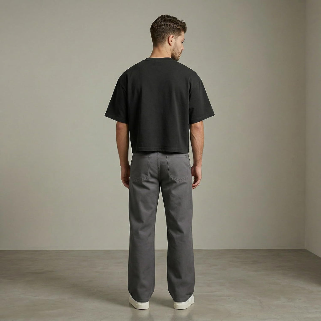 Boxy Cropped T Shirt For Men – Heavyweight 300Gsm Cotton Tee, Wide Chest Oversized Fit, Drop Shoulder Streetwear Shirt