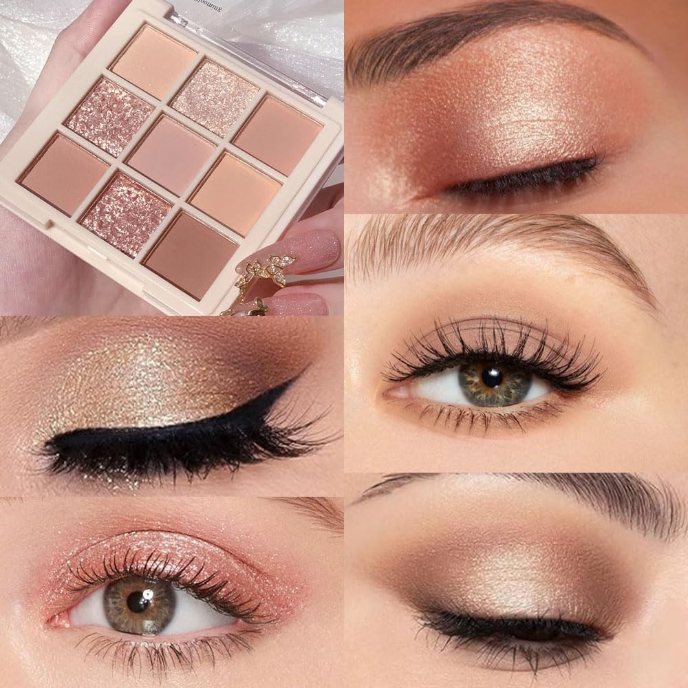 CAKAILA Nude Pink Beige Eyeshadow Palette,Natural Eye Shadow Make Up Pallets for Women,Neutral Small Cream Light Colors Eyeshadow Palette Long Lasting Naturing-Looking,Vegan