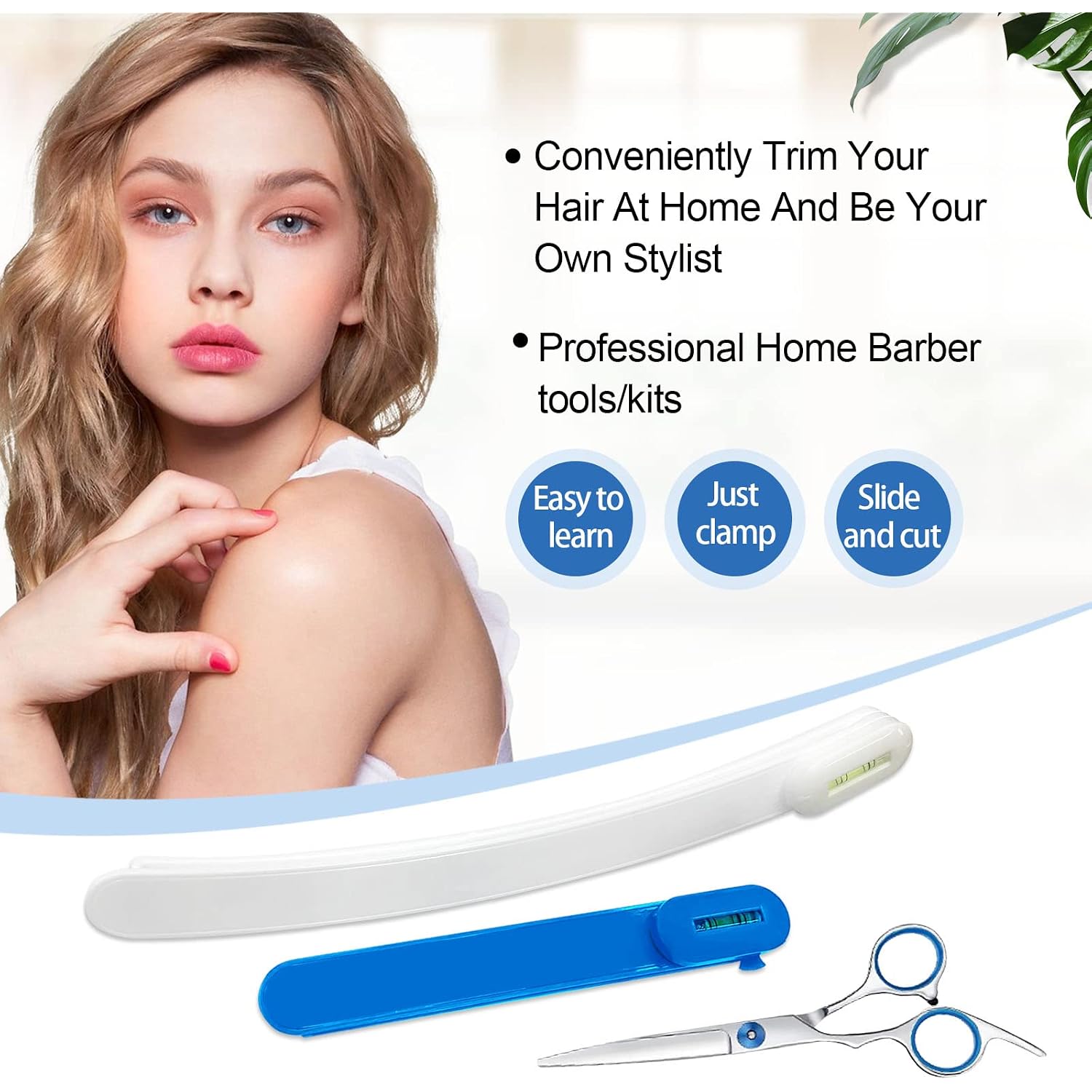 Hair Cutting Scissors, Hair Cutting Kit Women, Diy Home Hair Cutting Tools For Bangs Cutter, Layers, And Split Ends, Scissors For Cutting Baby Hair(Set Of 3) Color Blue