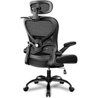 Ergonomic Office Chair With Headrest 3D, Mesh Office Desk Chair With Adjustable Lumbar Support, Computer Chair With Flip Up Armrests, 350Lbs Capacity - Design For Home/Offices - Black