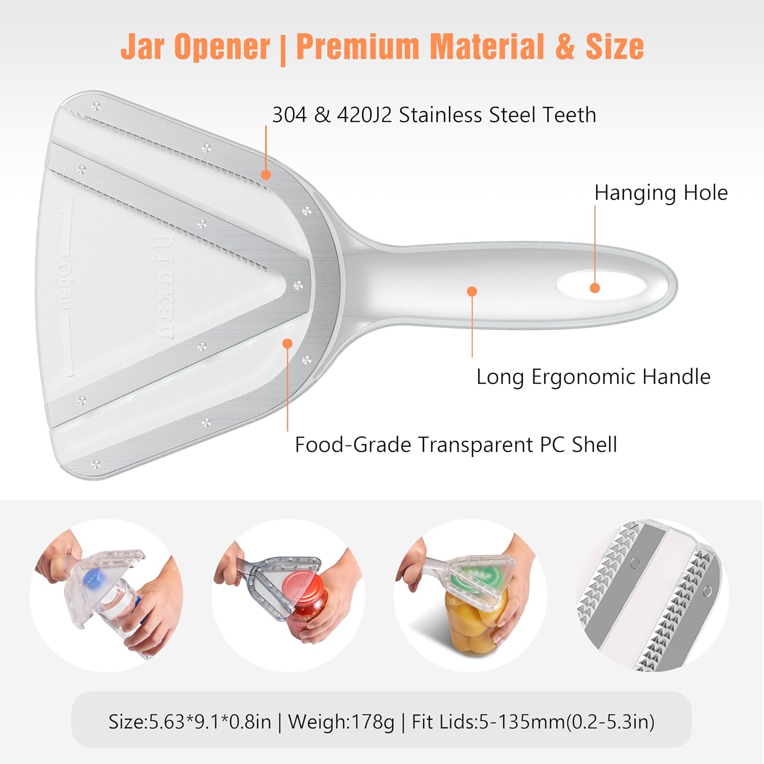 Jar Opener For Weak Hands & Seniors With Arthritis - Handheld Manual | Effortlessly Opens Stubborn Screw Lids & Bottle Caps. 304 Stainless Steel. Durable. Patented Kitchen Gadget (Blue)