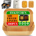 Bykitchen 300Pcs Air Fryer Liners For Ninja Dual Airfryer, Rectangle Disposable Air Fryer Parchment Paper Compatible With Ninja Dz201/ Dz401/ Dz550, Bella Slim Airfryer &More, Air Fryer Accessories