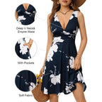 Ourin Women'S Spring Deep V Neck Sleeveless Floral Sundresses With Pockets Flowy Summer Dresses For Women