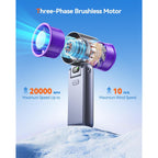 Portable Handheld Fan With Ice Cooler, 199 Speed Personal Fan,5500Mah Rechargeable,20H Cooling Time,20000 Rpm Powerful Motor, Summer Essential For Travel/Outdoor/Office, Grey Purple