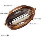 Bostanten Vegan Leather Purses For Women Soft Top Handle Satchel Crossbody Zipper Handbag With Detachable Shoulder Strap