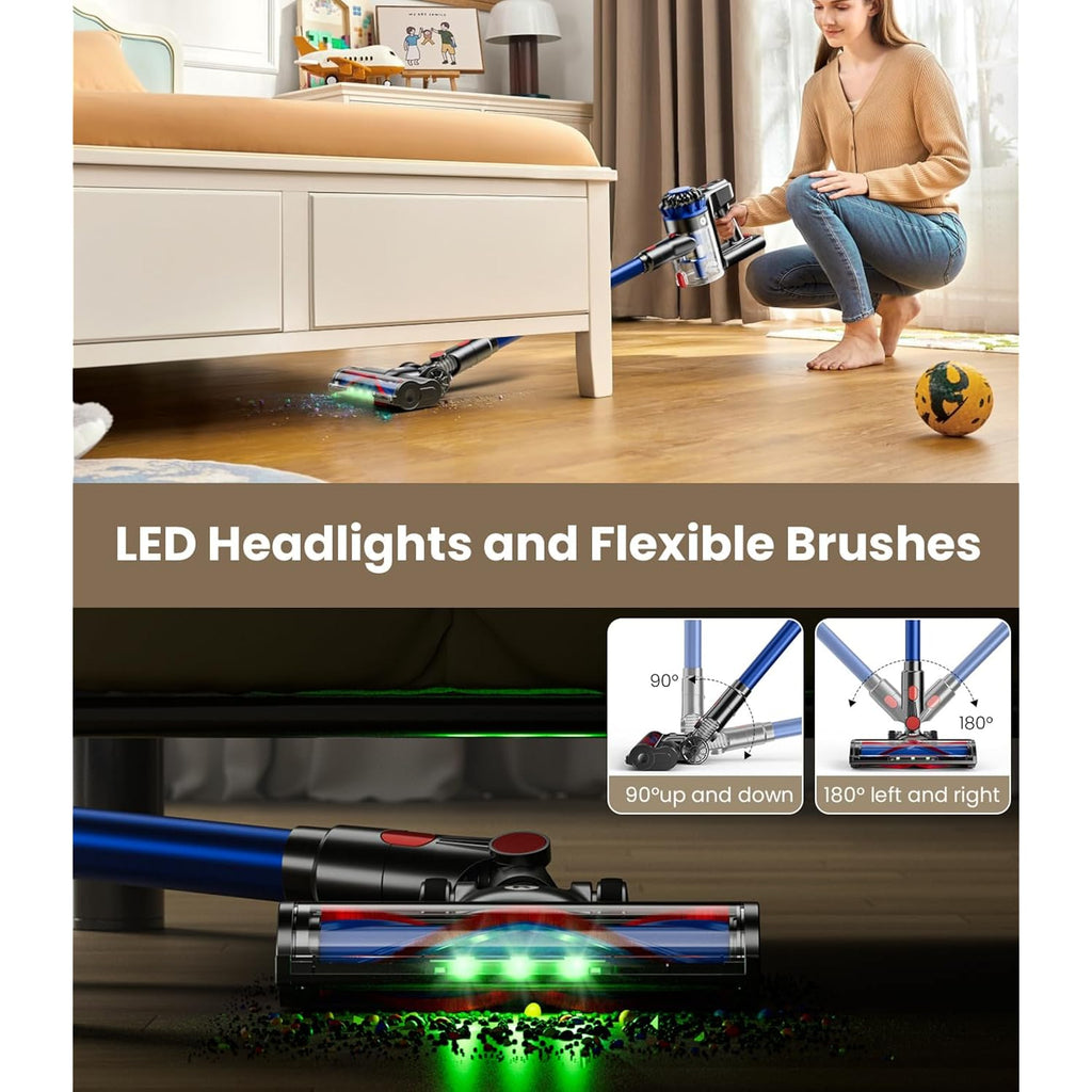 Kardv Cordless Vacuum Cleaner, 500W/40Kpa Vacuum Cleaners For Home, 60Mins Stick Vacuum With Led Display, Anti-Tangle & Wall Mount Charging, 8 In 1 Lightweight Vacuum For Hard Floors Carpet Pet Hair
