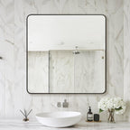 Bathroom Vanity Mirror, Black Framed Bathroom Mirror For Over Sink, High-Definition Bathroom Mirror, Versatile Bathroom Vanity Mirror, Hangs Horizontally Or Vertically(30X30, Black)