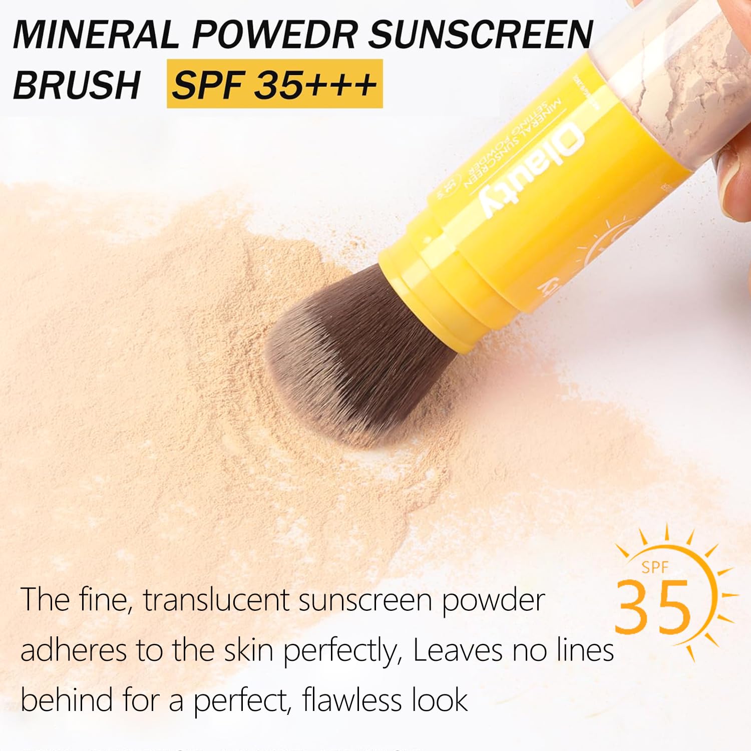 Mineral Powder Sunscreen for Face & Scalp, SPF 35 Brush on Sunscreen Setting Powder, Oil Control Hair Sunscreen Face Powder, Long Lasting Lightweight Breathable, Natural Matte Finish (#01 Translucent)