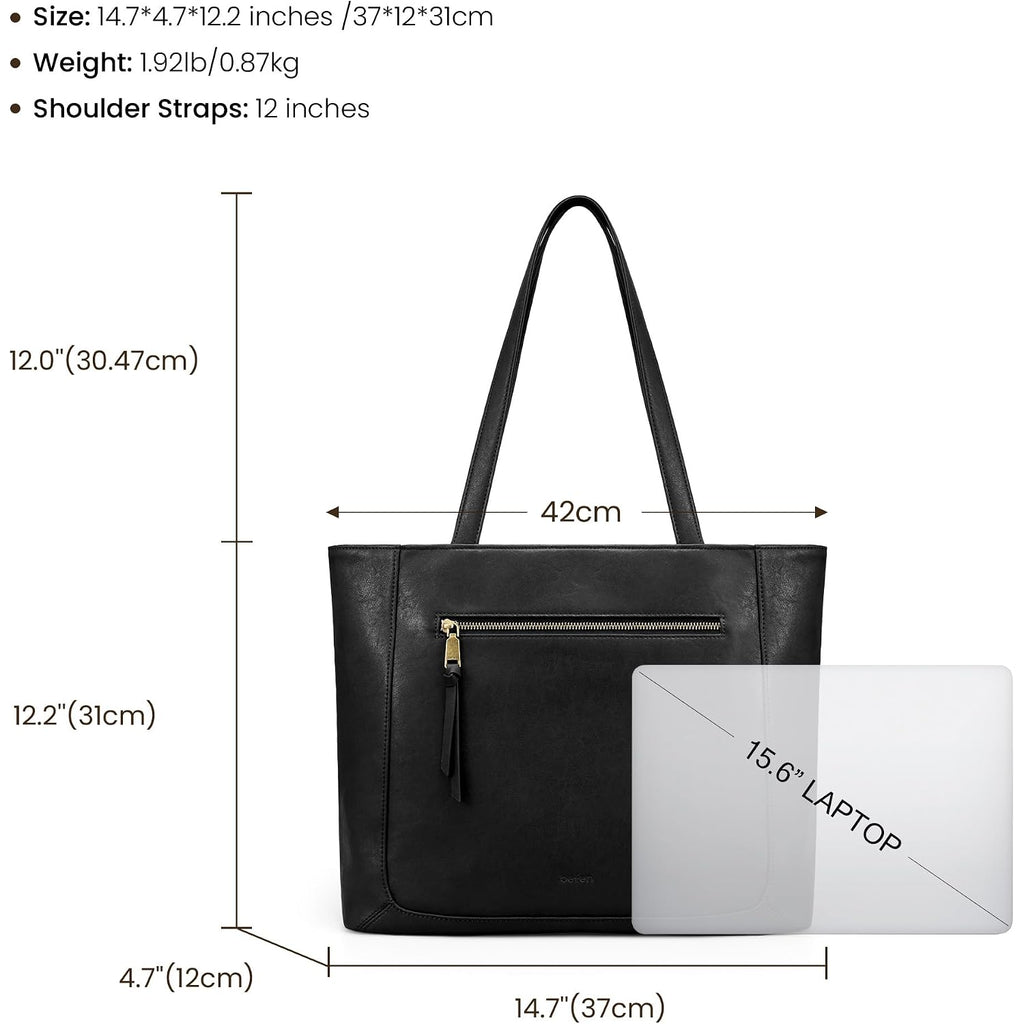 Befen Genuine Leather Tote Bag For Women, Large Work Tote Bag With Zipper Leather Purse And Handbags With 15.6" Compartment