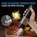 Electric Pepper Or Salt Grinder,Adjustable Coarseness Salt & Pepper Mill,With Led Light,Easy To Clean,Battery Powered,One Handed Operation,Kitchen Essential（1 Pack/Black）