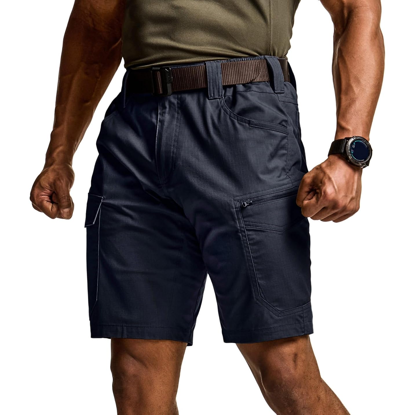 Cqr Men'S Flex Casual Cargo Shorts, Lightweight Water Resistant Golf Shorts, Stretch Tactical Work Shorts With Multi-Pocket